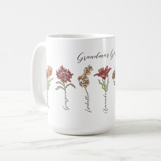Grandkids Name Floral Kaffeetasse (Vorderseite Links)