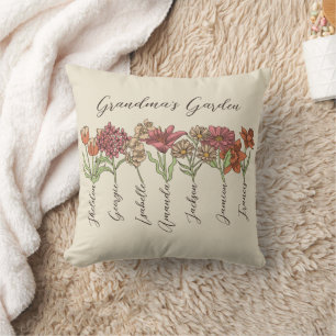 Grandkids Name Floral Kissen