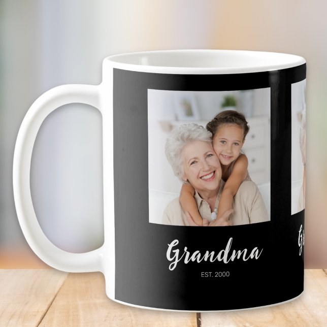 Grandm Established Script Black 3 Photo Coffee Mug Kaffeetasse (Von Creator hochgeladen)