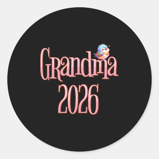 Grandma 2026 Cute Bird New Grandma Pregnancy Revea Runder Aufkleber (Vorderseite)
