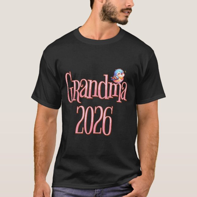 Grandma 2026 Cute Bird New Grandma Pregnancy Revea T-Shirt (Vorderseite)
