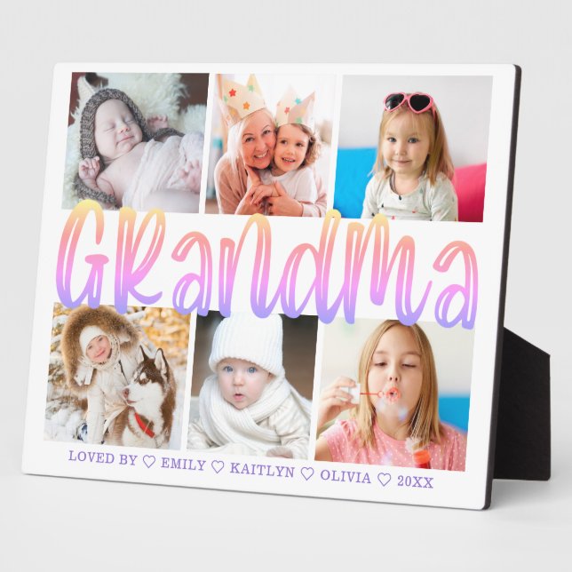 GRANDMA 6 FotoCollage Modernes Personalisiert 8x10 Fotoplatte (Seite)