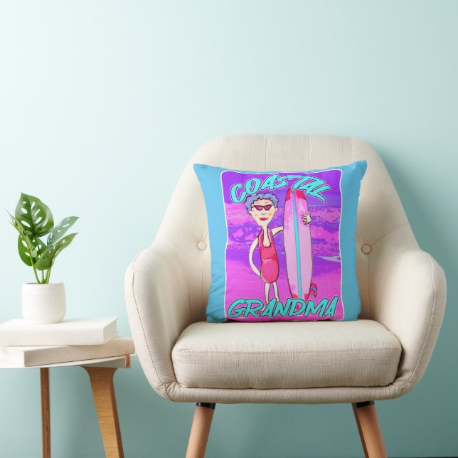 Grandma Beach Trend Cartoon Surfer Kissen (Stuhl )