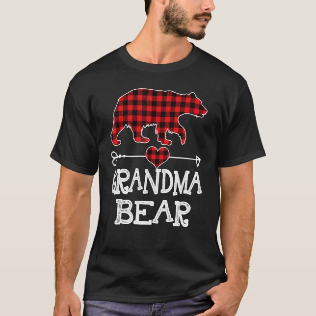 Grandma Bear Christmas Pajama Red Plaid Buffalo Fa T-Shirt (Vorderseite)