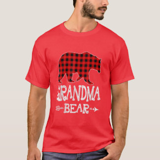 Grandma Bear Christmas Pajama Red Plaid Buffalo Fa T-Shirt