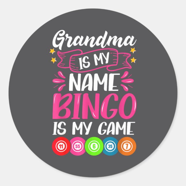 Grandma Bingo Player Funny Bingo Quote Design  Runder Aufkleber (Vorderseite)