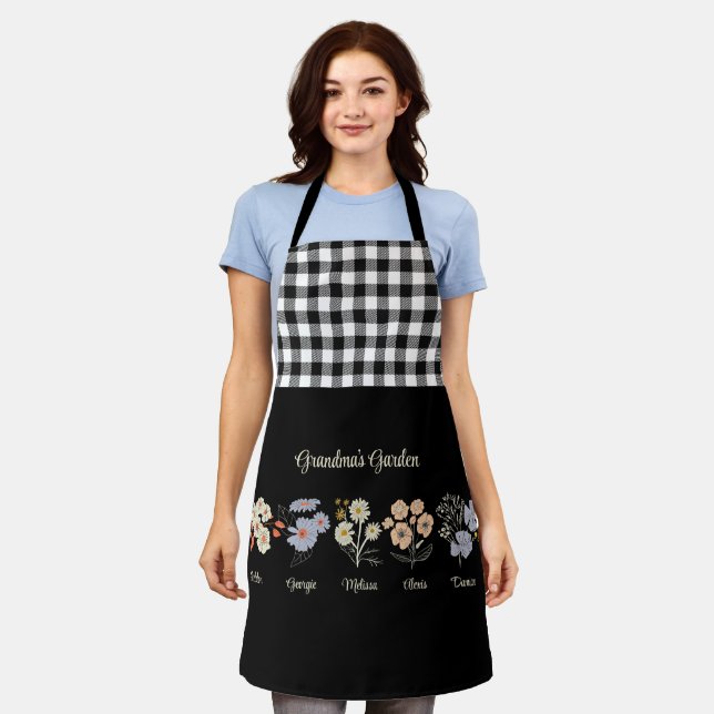 Grandma Blumengarten Custom 5 Name Vintag Blumenge Schürze (Getragen)