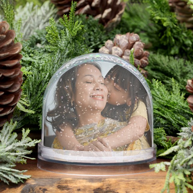 Grandma Christmas Gift Custom Double Sided 2 Photo Schneekugeln (Winter)