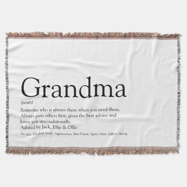 Grandma Definition Black and White Modern Fun Decke (Vorderseite)