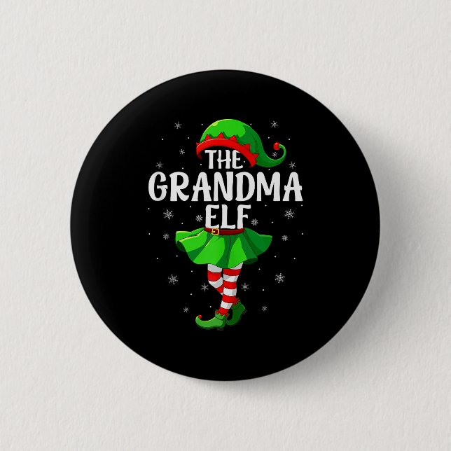 Grandma Elf Christmas Girls Women Elf Squad Xmas F Button (Vorderseite)