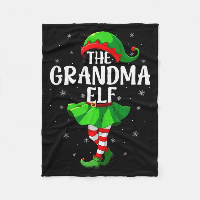 Grandma Elf Christmas Girls Women Elf Squad Xmas F Fleecedecke (Vorderseite)