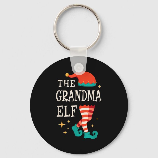 Grandma Elf Family Matching Group Christmas Grandm Schlüsselanhänger (Vorderseite)
