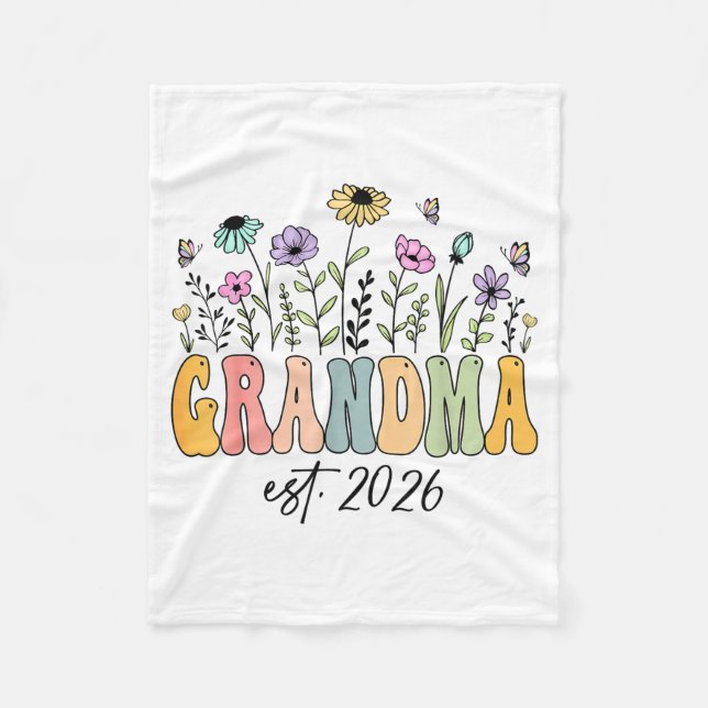Grandma Est. 2026 Wildflower Promoted To Grandma  Fleecedecke (Vorderseite)