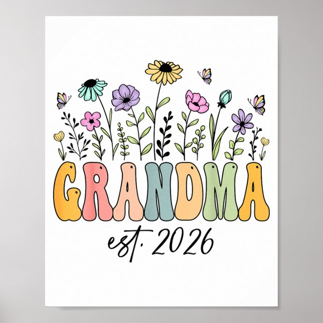Grandma Est. 2026 Wildflower Promoted To Grandma  Poster (Vorne)