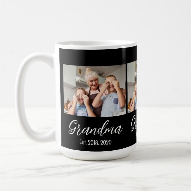 Grandma Est. White script 3 photo Kaffeetasse (Links)