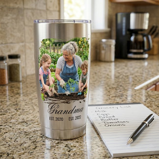 Grandma Est Year Custom Photo Thermobecher