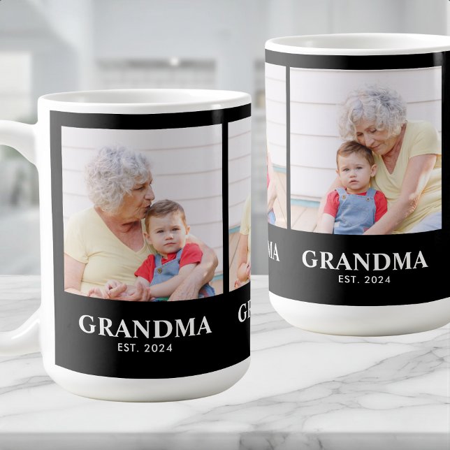 Grandma Established Bold Black 3 Photo Coffee Kaffeetasse (Von Creator hochgeladen)