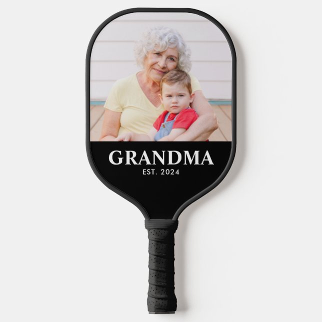 Grandma Established Fun Bold Photo Pickleball Schläger (Vorderseite)