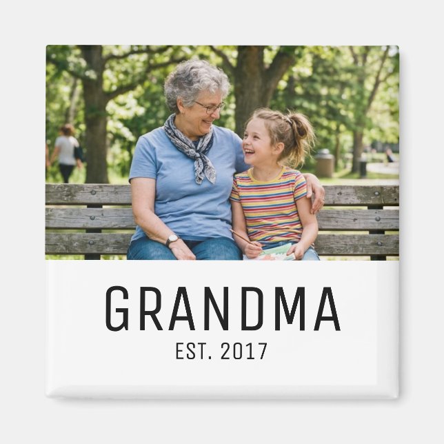 Grandma Established Photo Gift Magnet (Vorne)