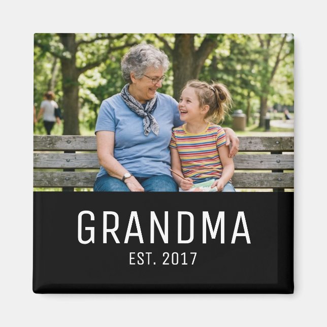 Grandma Established Photo Gift Magnet (Vorne)