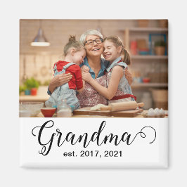 Grandma Established Script Gift Photo Magnet