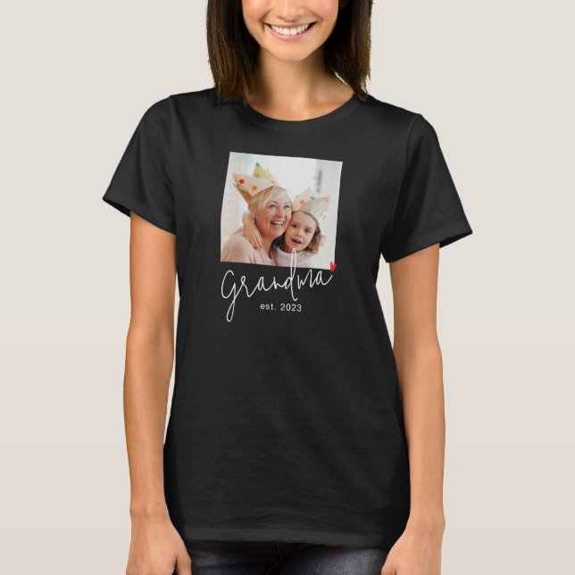 Grandma Established Script Photo T-Shirt (Vorderseite)