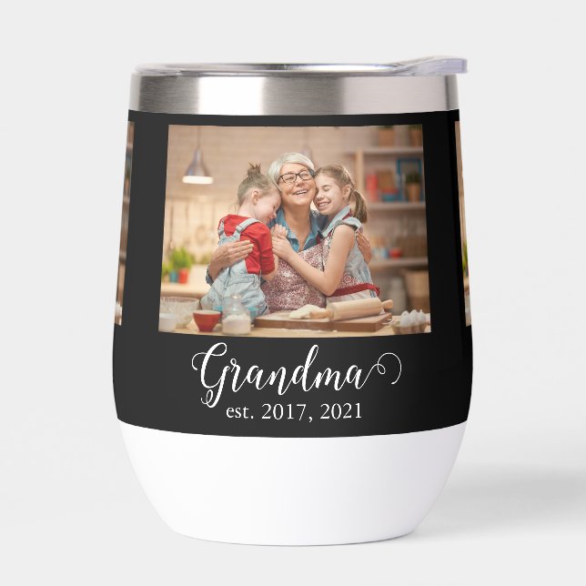 Grandma Established Year Modern White Script Photo (Links)