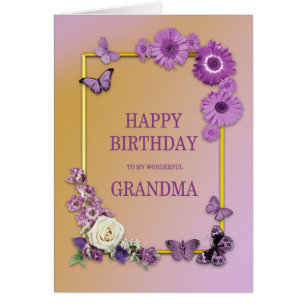 Grandma Fleurs d'anniversaire et papillons