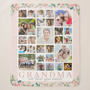 GRANDMA Foto Collage Bloral Blush Pink Sherpadecke