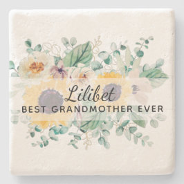 GRANDMA Geschenke - Sonnenblume Gefühlt Personalis Steinuntersetzer