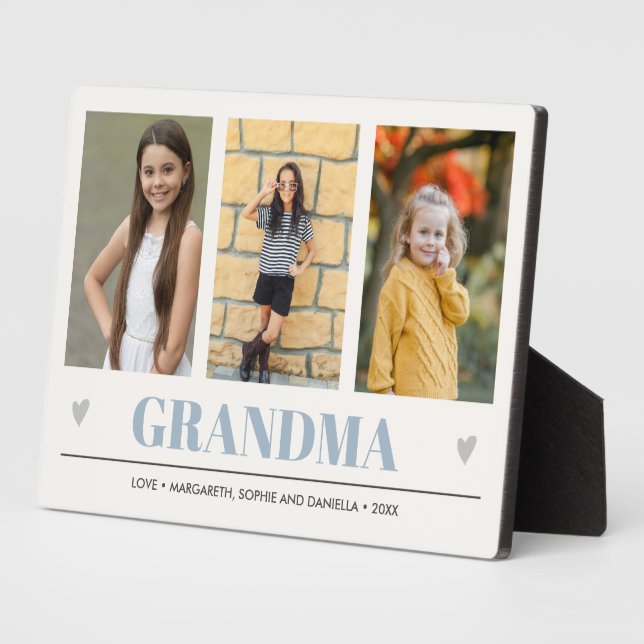 GRANDMA Grandchildren NAMES 3 Foto blau Fotoplatte (Seite)