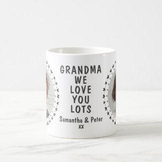 Grandma Grandpa Family Two Photo Hearts Mug Custom