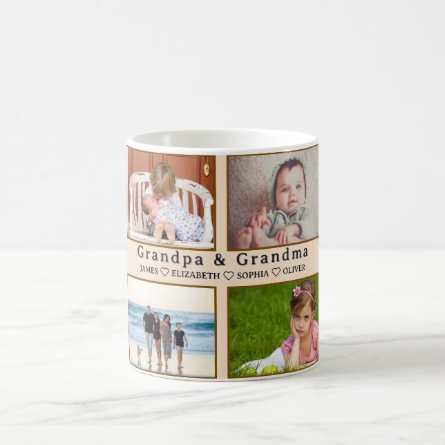 Grandma & Grandpa Mug – Custom 8 Photos & Names (Centre)