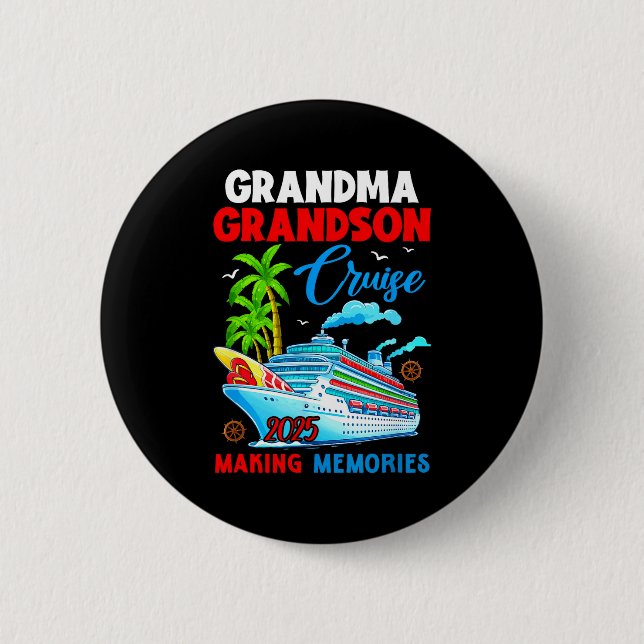 Grandma Grandson Cruise 2025 Memories Christmas Fa Button (Vorderseite)