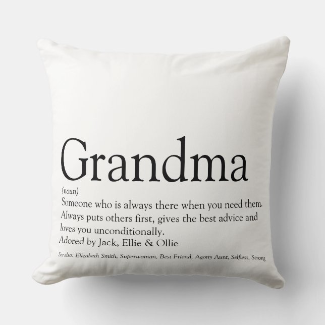 Grandma, Granny Definition Black and White Large Kissen (Vorderseite)