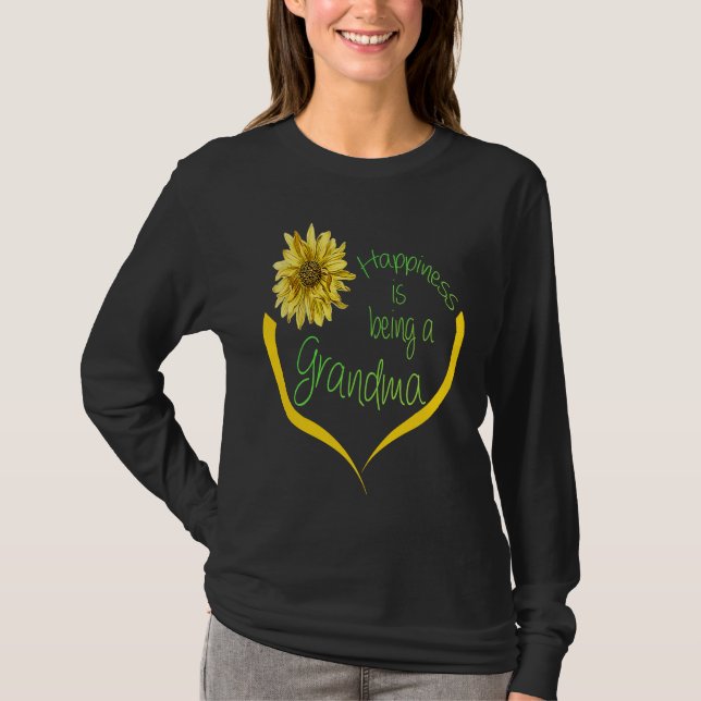 Grandma   Happiness Is Being A Grandma  Sunflower T-Shirt (Vorderseite)