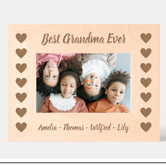 Grandma Heart Motif Cadre photo en bois personnali (Créateur téléchargé)