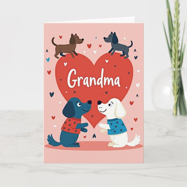 Grandma Heart Pattern Dogs Card Karte (Vorderseite)