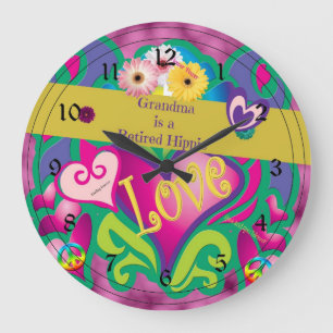 Grandma is a retired hippie große wanduhr