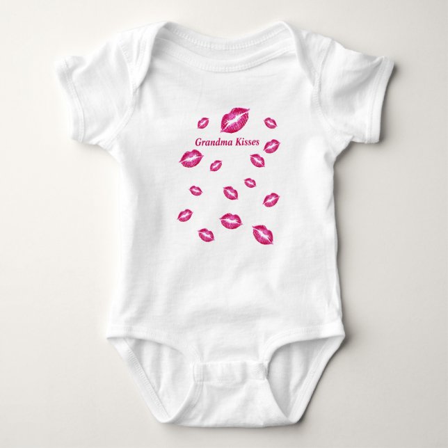 Grandma Kisses Red Lips Baby Strampler (Vorderseite)