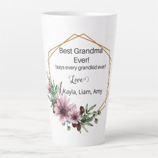 Grandma Latte Mug aux fleurs violettes, cadre or