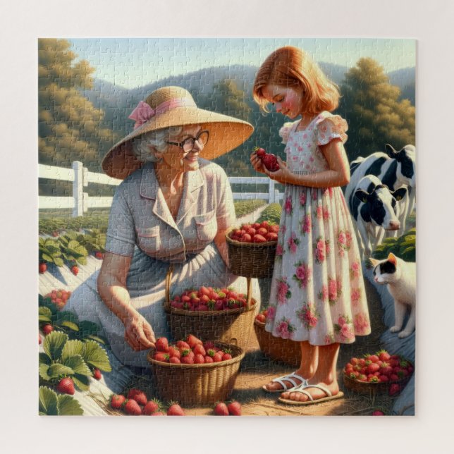 Grandma & Me Strawberry Picking – Summer Farm Memo (Vertikal)