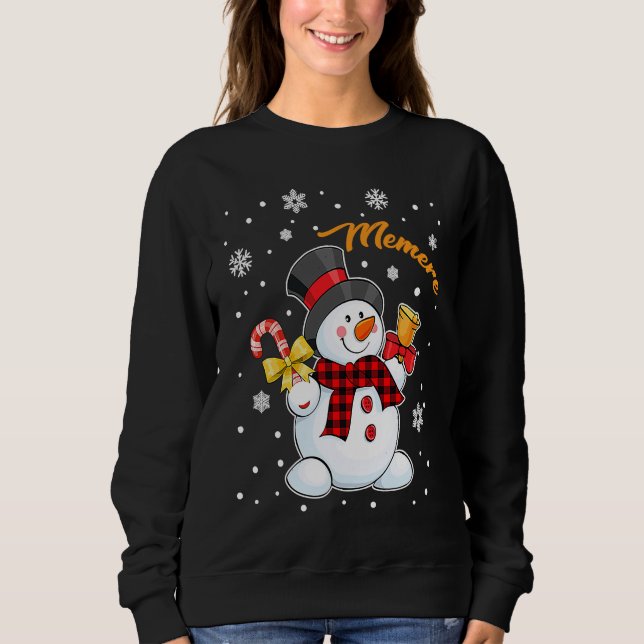 Grandma Memere Snowman Candy Cane Christmas Red Pl Sweatshirt (Vorderseite)