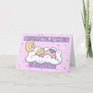 Grandma New Baby Girl gratulieren Karte