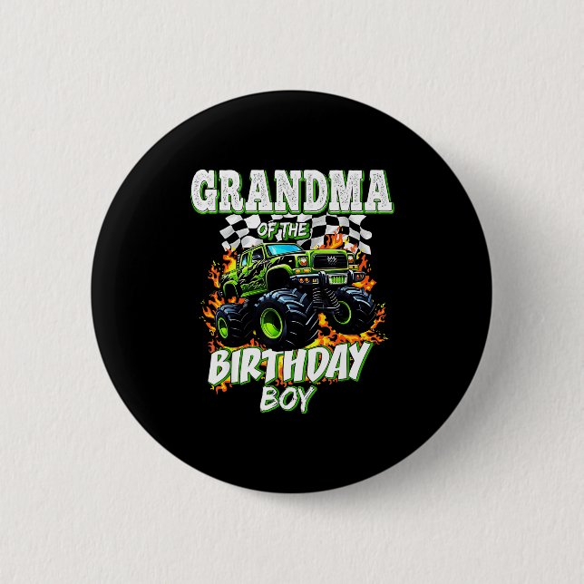 Grandma Of The Birthday Boy Monster Truck Birthday Button (Vorderseite)