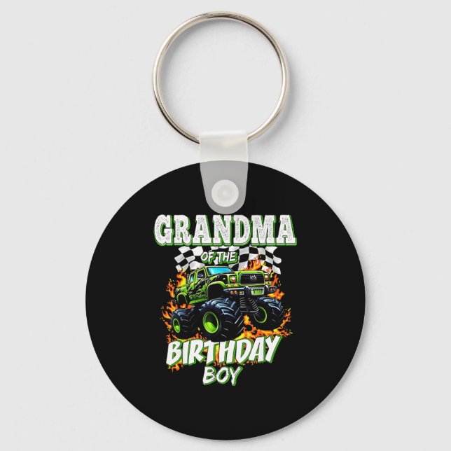 Grandma Of The Birthday Boy Monster Truck Birthday Schlüsselanhänger (Vorderseite)
