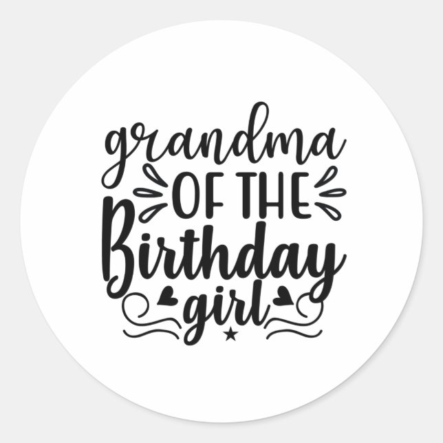 Grandma of the birthday girl runder aufkleber (Vorderseite)