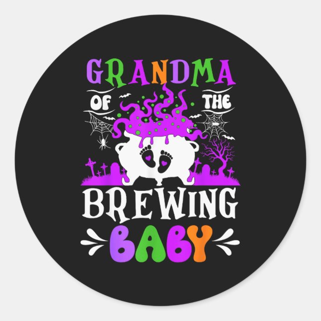 Grandma Of The Brewing Baby Grandma To Be Hallowee Runder Aufkleber (Vorderseite)