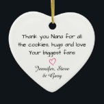 Grandma Ornament – Custom Nana Family Keepsake<br><div class="desc">A sweet and playful ornament thanking Nana for all the love she gives. This personalized Nana ornament celebrates the special memories grandchildren share with their grandmother — the cookies, the hugs, and the unconditional love. Add children or grandchildren’s names to create a meaningful keepsake Nana will treasure. Perfect as a...</div>