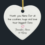 Grandma Ornament – Custom Nana Family Keepsake<br><div class="desc">A sweet and playful ornament thanking Nana for all the love she gives. This personalized Nana ornament celebrates the special memories grandchildren share with their grandmother — the cookies, the hugs, and the unconditional love. Add children or grandchildren’s names to create a meaningful keepsake Nana will treasure. Perfect as a...</div>